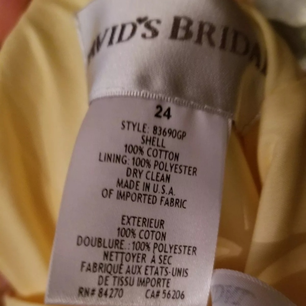 Canary David's Bridal knee length bridesmaid prom